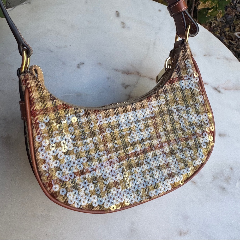 Celine Tweed & Sequin Mini Ava Crescent Shoulder Bag - Picture 6 of 16